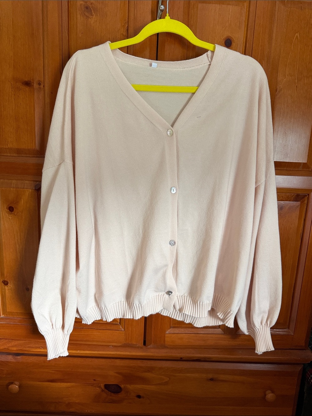Soft V-Neck Button Cardigan - Cream